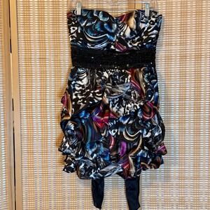 Speeckless Womens Abstract Butterfly Animal Print Strapless Bubble Dress Size 11